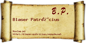 Blaser Patrícius névjegykártya